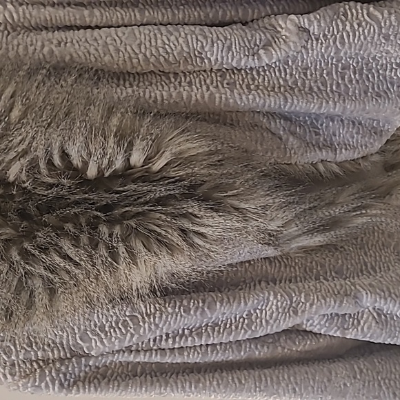 Speciale Silver gray velvet coat with faux fur collar, size UK 10, US 6 - Picture 3 of 9